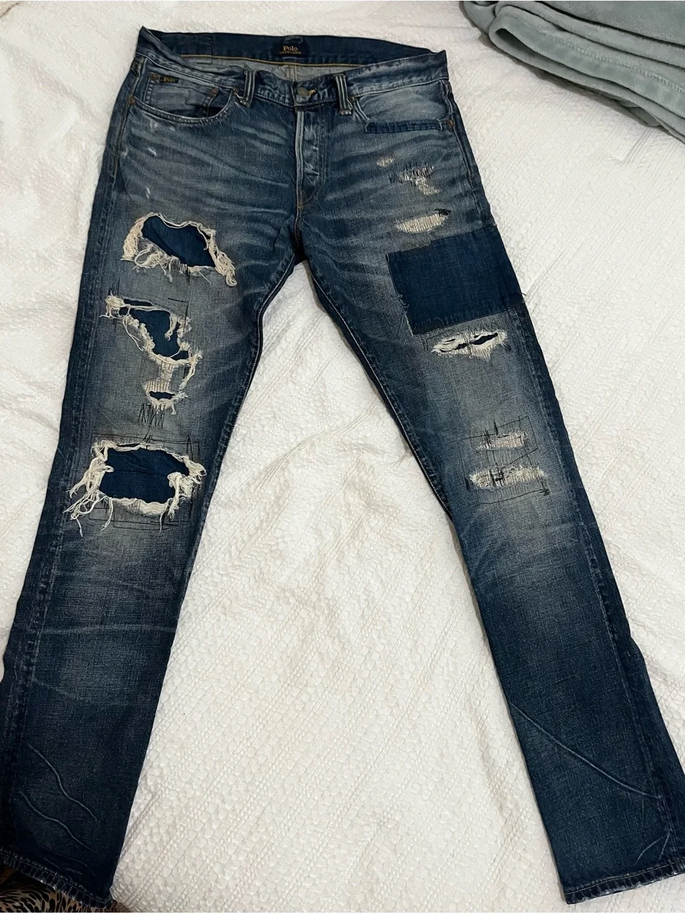 Polo by Ralph Lauren Men’s The Sullivan Slim Jeans Sz 32 x 34 Rugged Patchwork